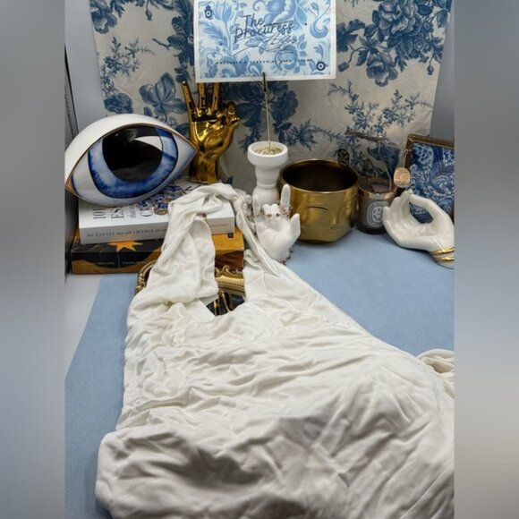 🆕 RAT & BOA 🧿 NWOT Winona White Slinky Cowl Neck Jersey Gown, Sz L - Picture 11 of 16